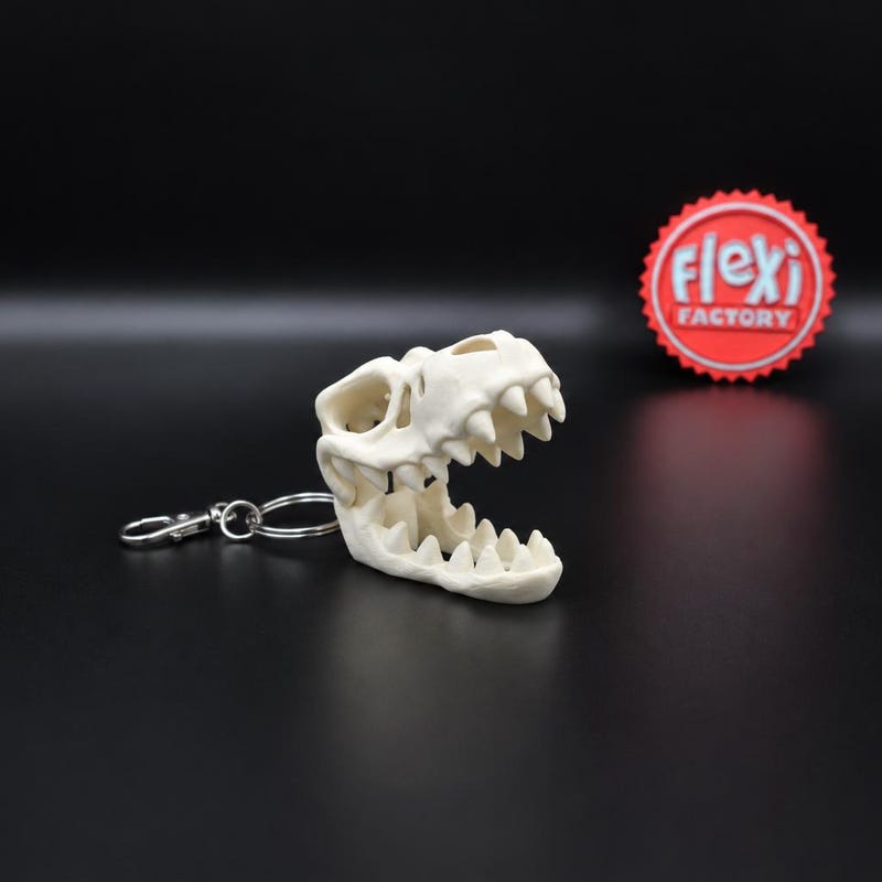 Articulated T. Rex Skull Keychain with Metal Hardware | Choose Your Color